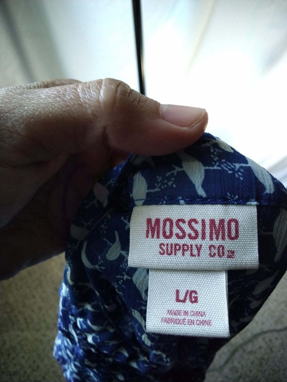 Mossimo Supply Co. Blue Printed Button-Front Tie-Waist Tunic - Picture 11 of 12